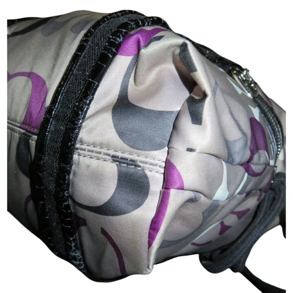 Coach Poppy Purple OP Art C Logo Signature Graffiti Glam Handbag
